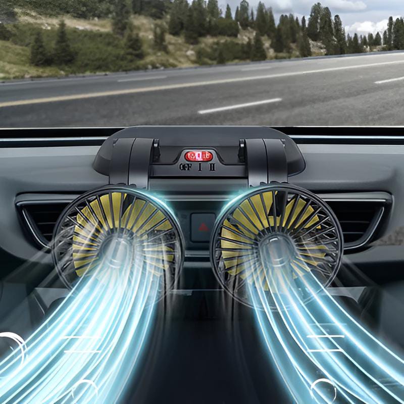 12v Car Dashboard cooling fan, dual head fan 360 degree rotation Fan for Car